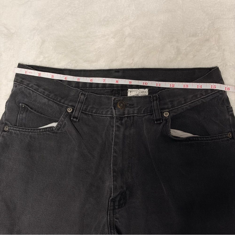 Vintage 90s Brittania Black Faded Relaxed Straight Jeans 34 Grunge Dad - Picture 7 of 9